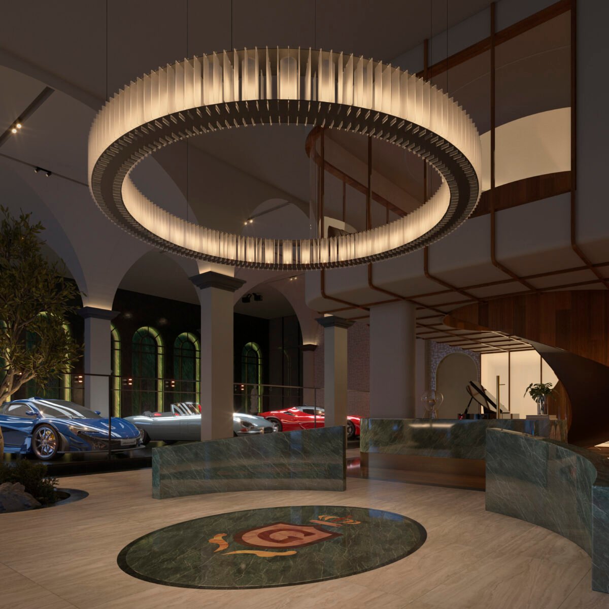 Residencial de R$ 700 milhões terá hall transformado em galeria para exposição de supercarros