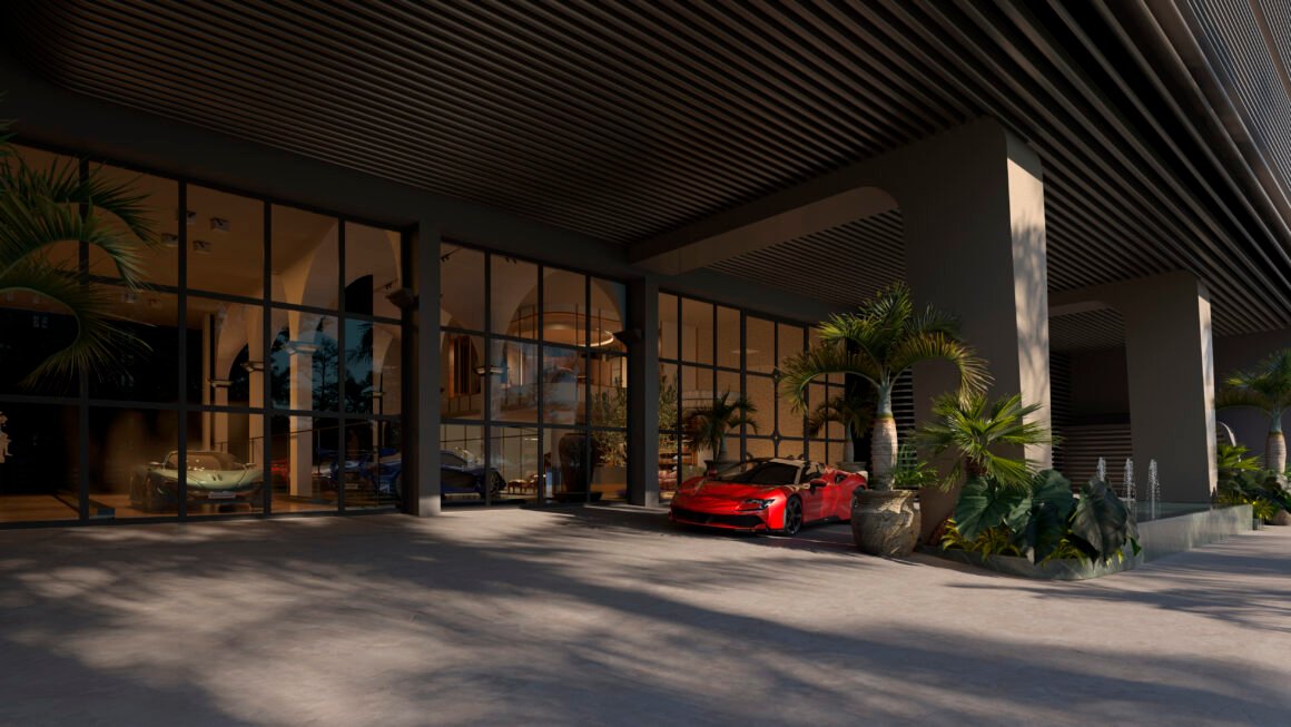 Residencial de R$ 700 milhões terá hall transformado em galeria para exposição de supercarros