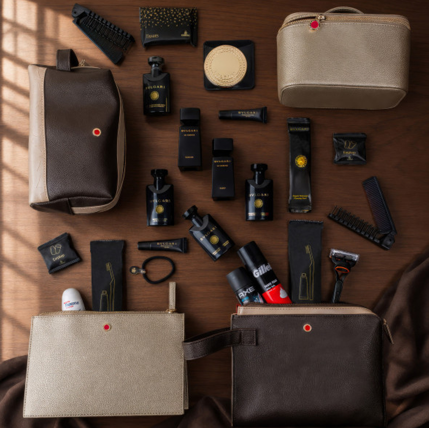 Emirates apresenta novos kits de amenidades da Bulgari para passageiros da Primeira Classe e Classe Executiva