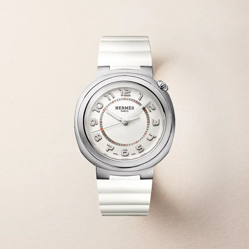 Relógio Hermès com pulseira branca