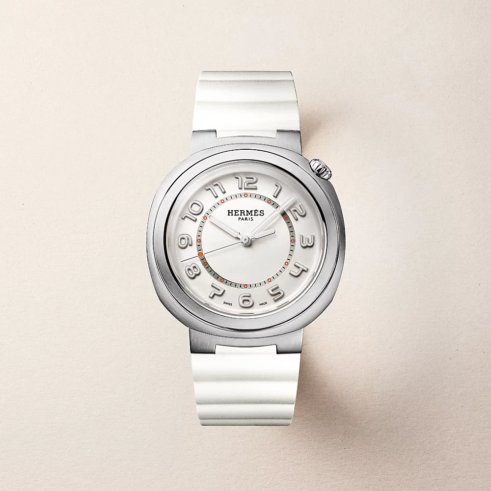 Relógio Hermès com pulseira branca