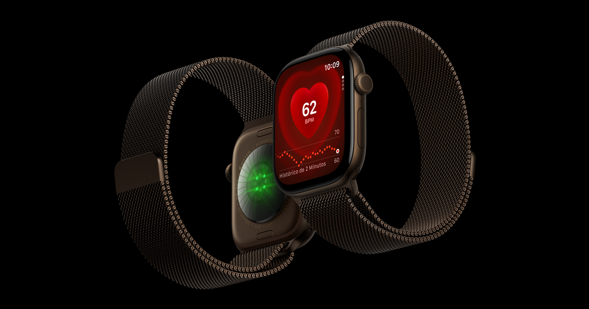 Apple Watch Series 12 com caixa de alumínio e tela sempre ativa.