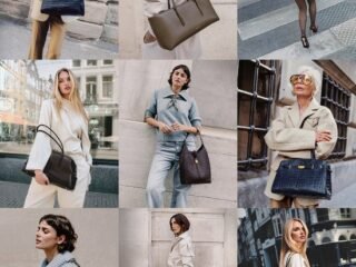 Montagem oficial da DeMellier Icons 26 com modelos e bolsas da coleção