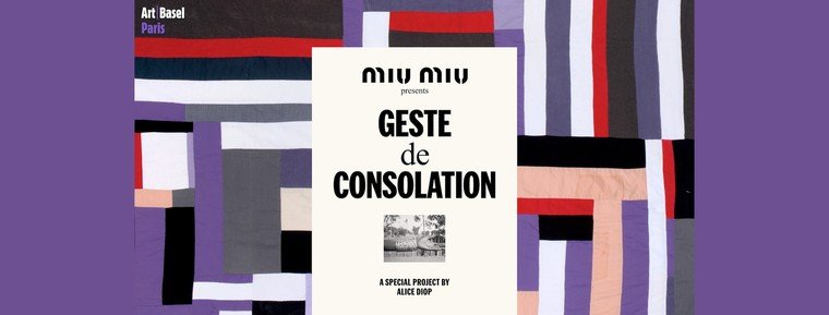 Arte oficial da Miu Miu para Geste de Consolation, de Alice Diop.
