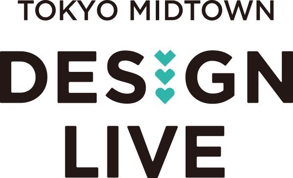 Logotipo do Tokyo Midtown Design Live, com corações verde-água no lugar da letra I